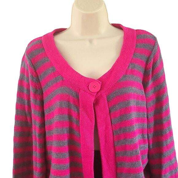 Excellent Croft & Barrow Women’s Striped 3/4 Sleeve Pullover Cardigan Size XL - Picture 4 of 9